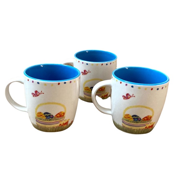 Starbucks 2007 Smaller 6 Fl Oz Spring Bunny Egg Basket Easter Mugs Cups Set of 3 - Picture 2 of 10